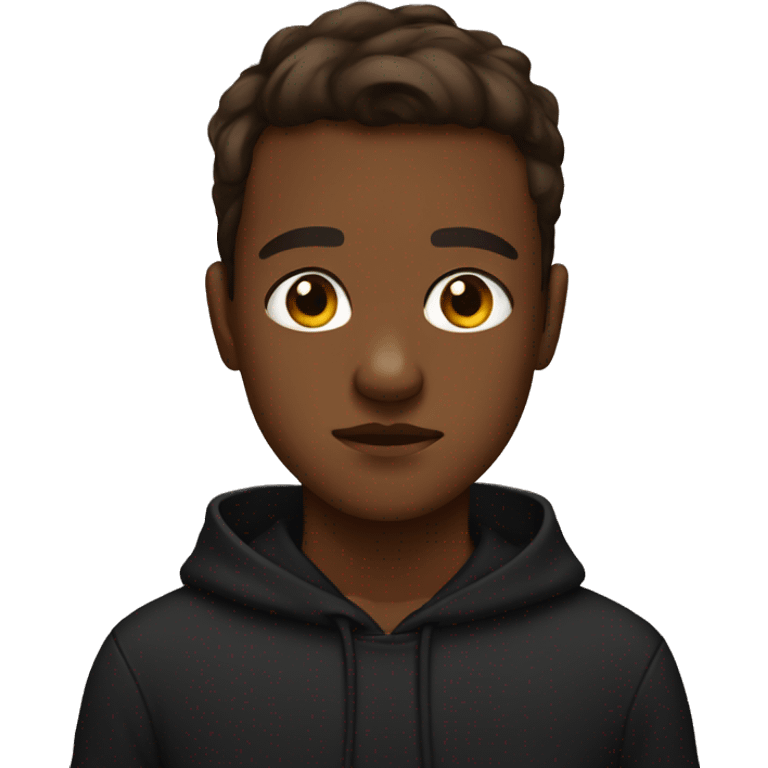 Sad brown skin bow wearing black hoody emoji