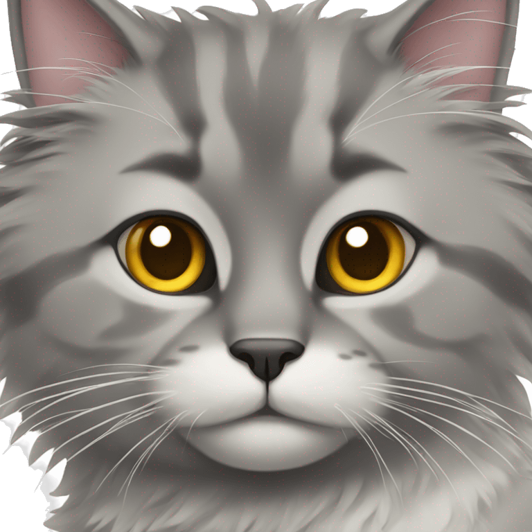 Fluffy cat with grey nose  emoji