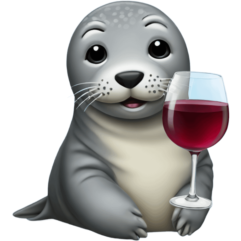 A grey seal holding a glass of wine  emoji