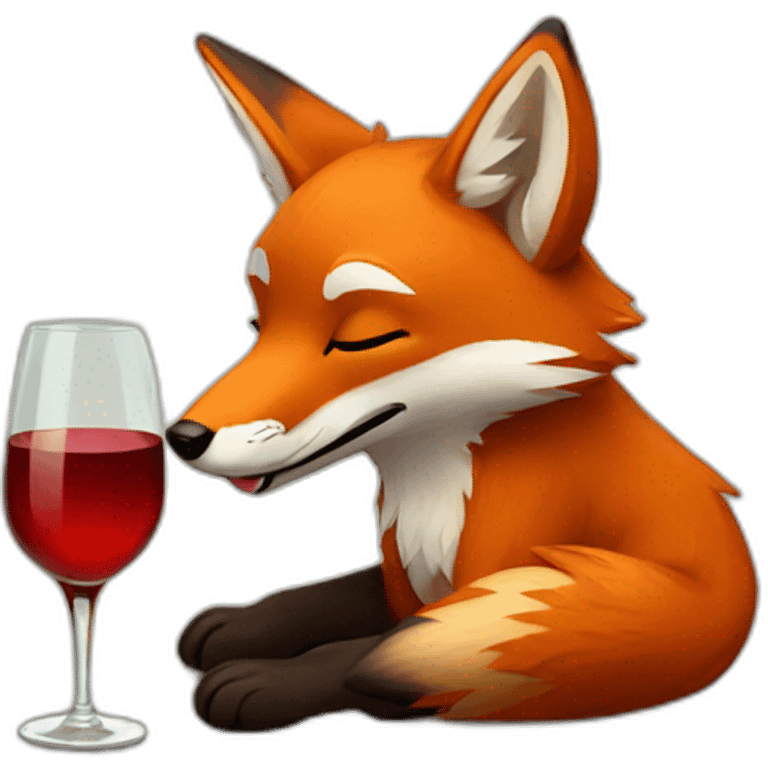 Fox drinking wine emoji