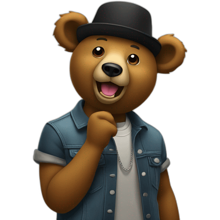 singing rapper bear with moustache emoji