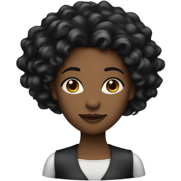 black woman with long silky wavy black hair emoji