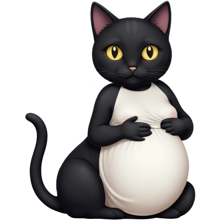 Black cat that is pregnant  emoji