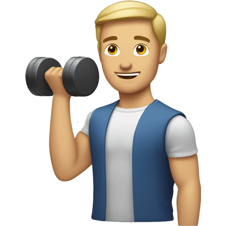 White Man holding a Dumbell emoji