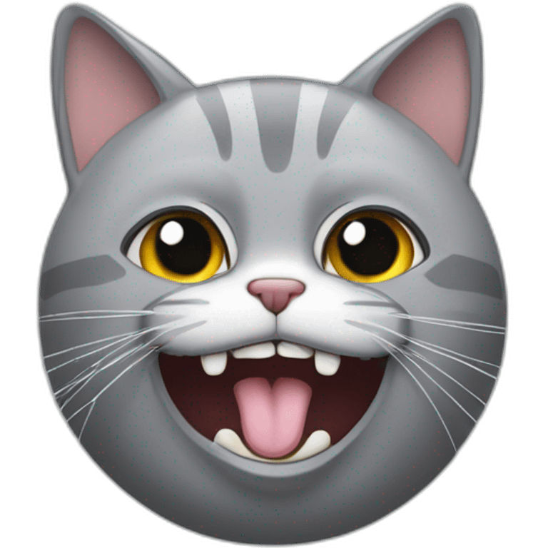 Gros chat gris avec l’air méchant emoji