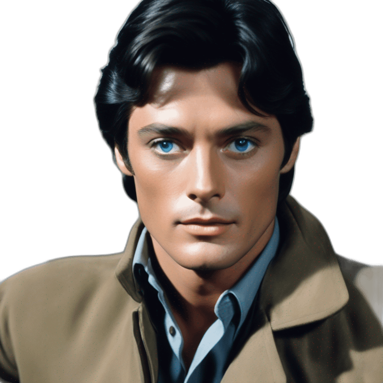 alain delon young space navigator blue eyes neat black hair emoji