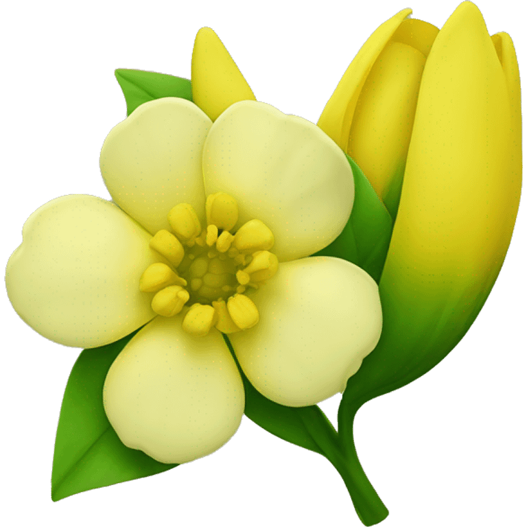 Yellow flower with green inside  emoji