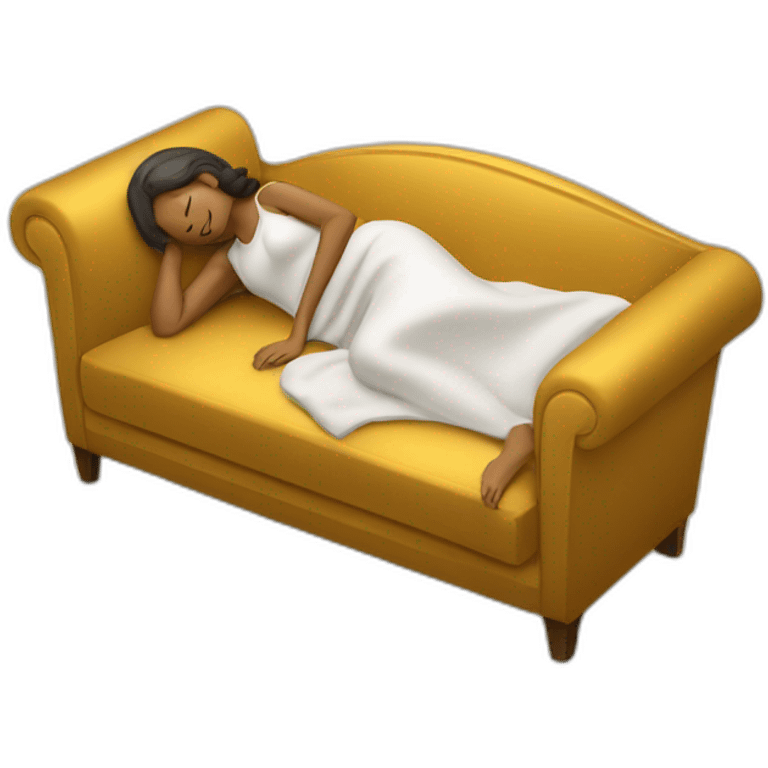 woman sleeping on a golden couch emoji