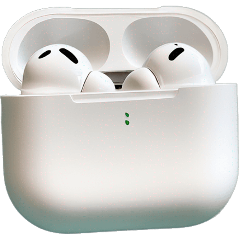 AirPods Pro in a white case with a pastel blue bow on the case emoji