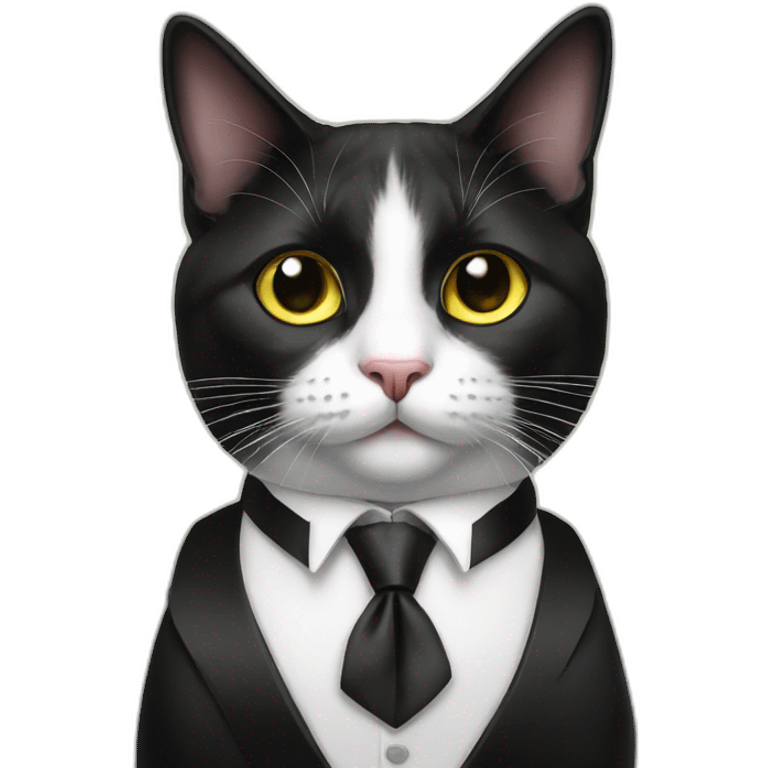 Tuxedo cat in tie emoji