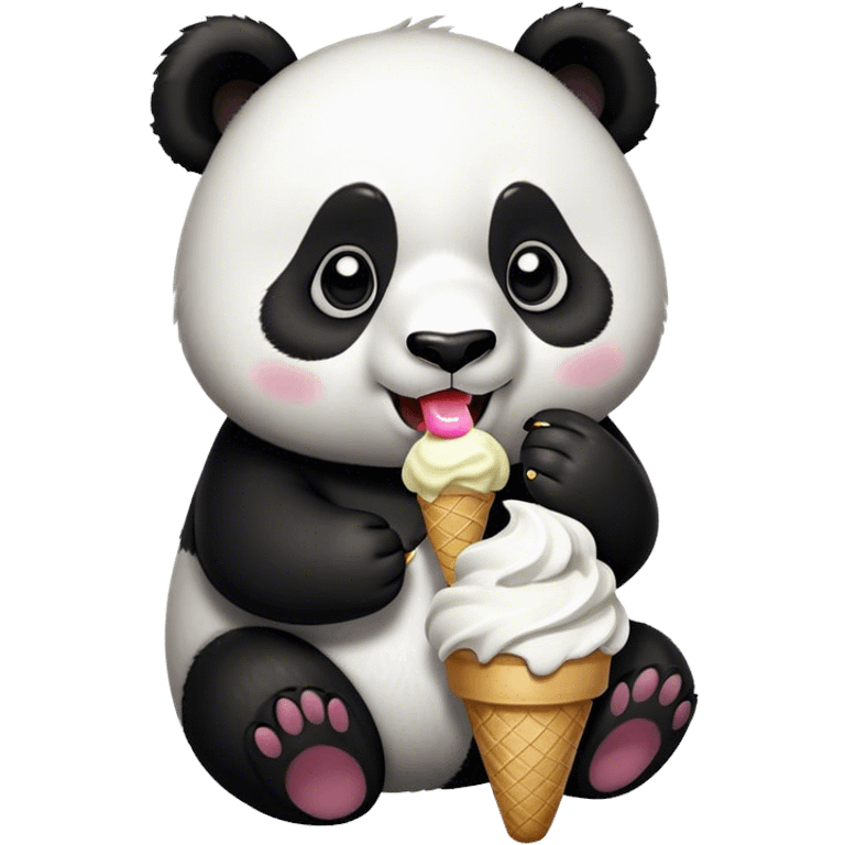 Panda eating ice cream emoji