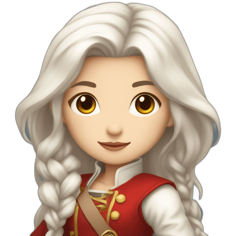 rpg-girl-with-long straight white-hair and red skirt like chibi emoji