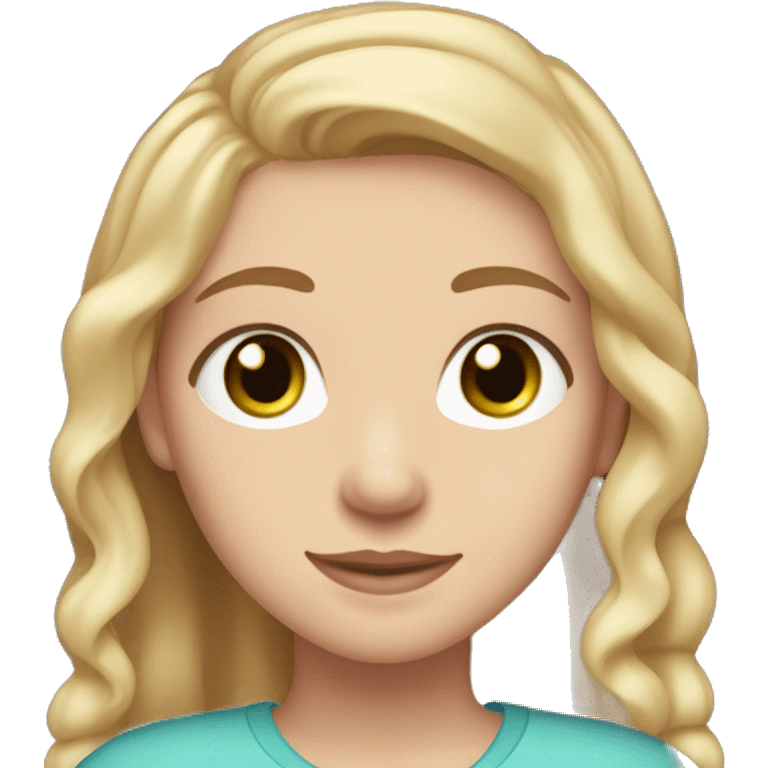 girl with light brown hair, slightly tanned skin and blue eyes with her arm around a girl with bright blonde hair, green eyes, pale skin, and freckles emoji