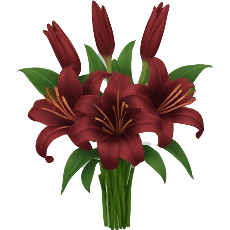 Dark red bouquet of lilies  emoji