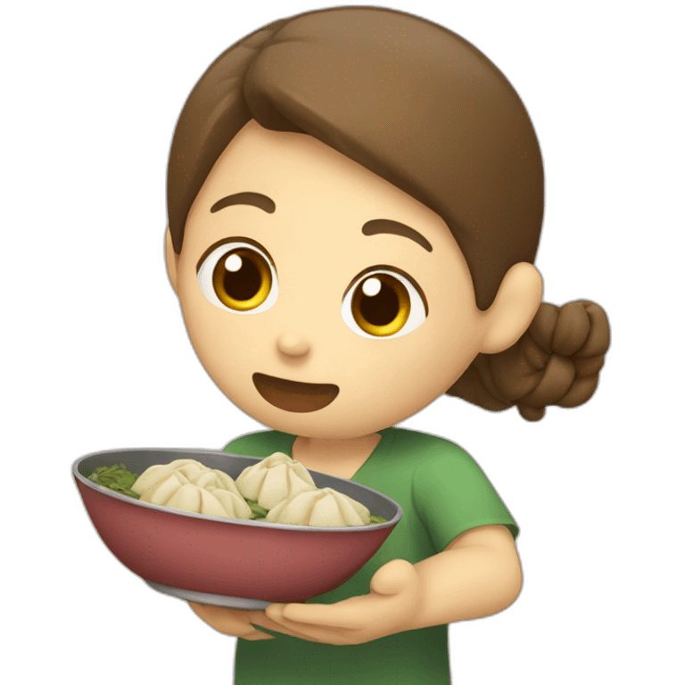 A human eating dumplings  emoji