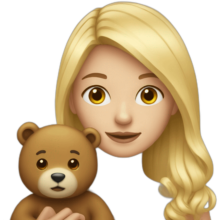 Blonde girl with bear emoji