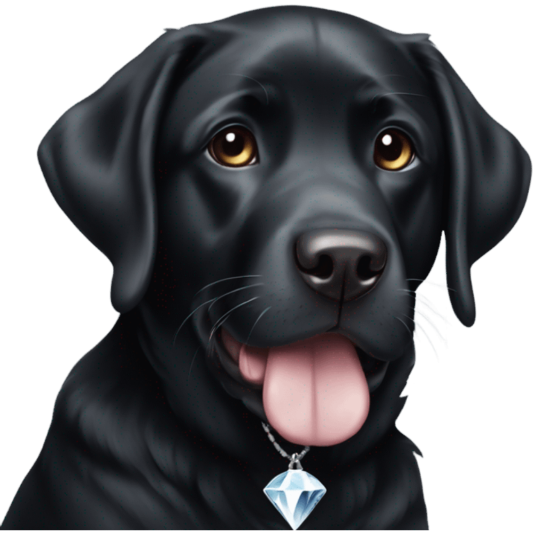 Cute black lab with a white diamond on chest  emoji