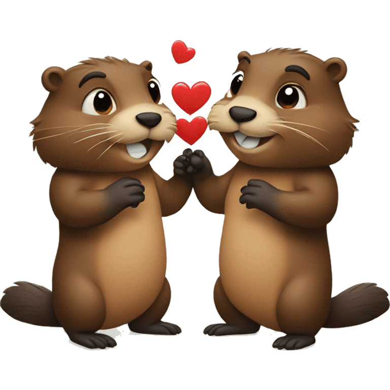 Two Beavers  in love emoji