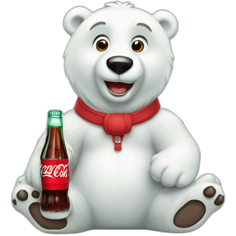 Coca-Cola Polar Bear mascot with glass bottle emoji