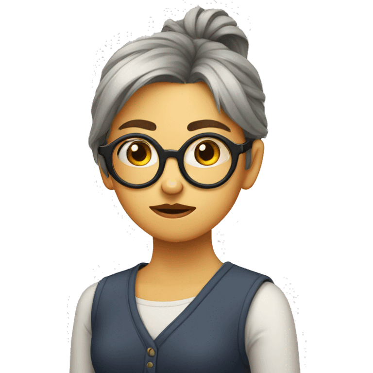 Girl with a round glasses is annoyed emoji