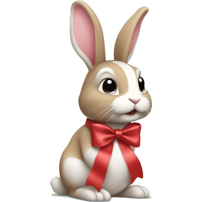 Rabbit wearing a ribbon emoji