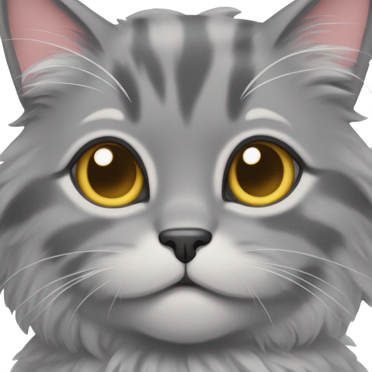 Grey fluffy cat meowingg emoji