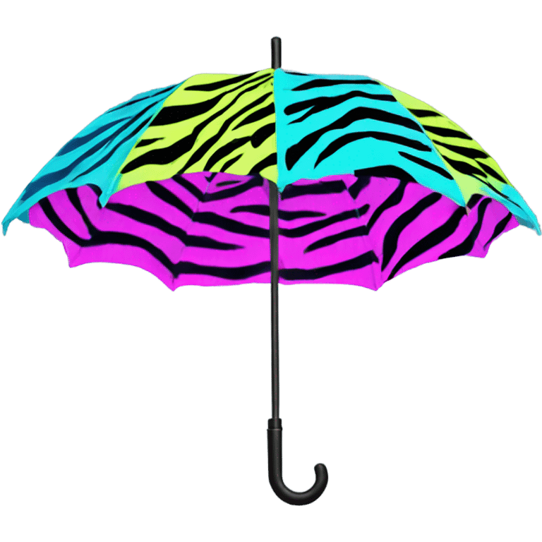 Multicolor neon umbrella zebra print emoji