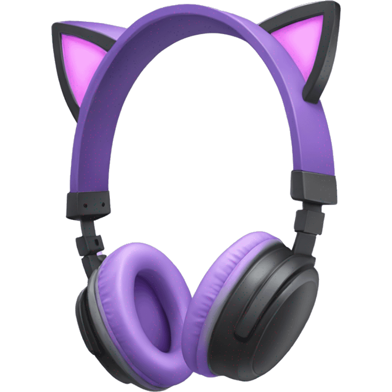 Light purple gaming headphones with cat ears emoji