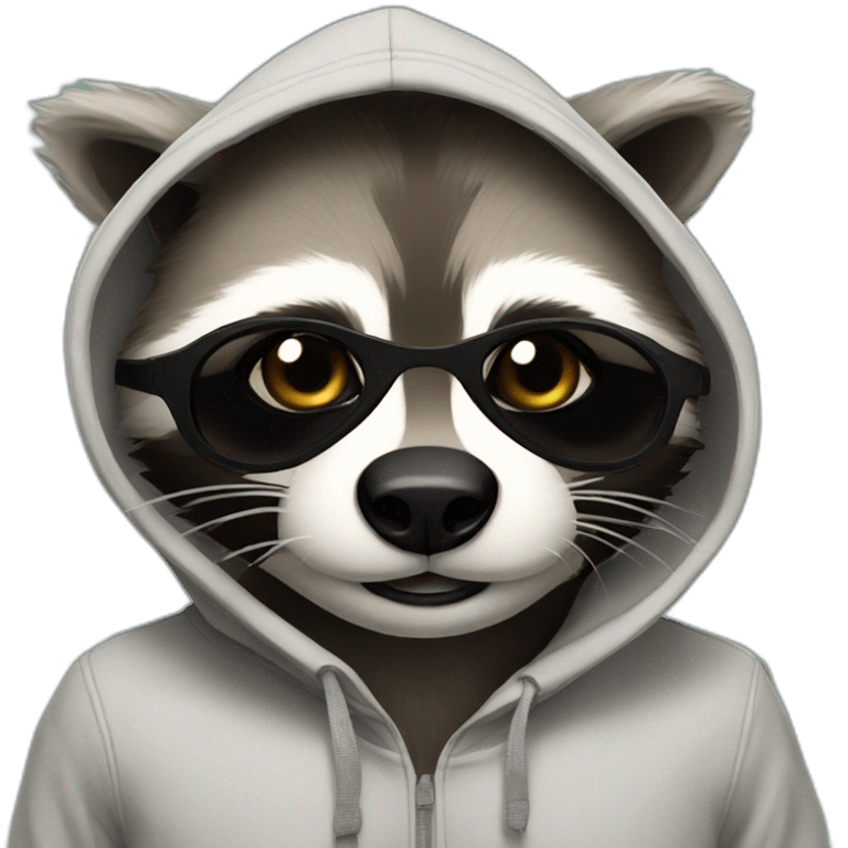 raccoon with a hoodie smoky emoji