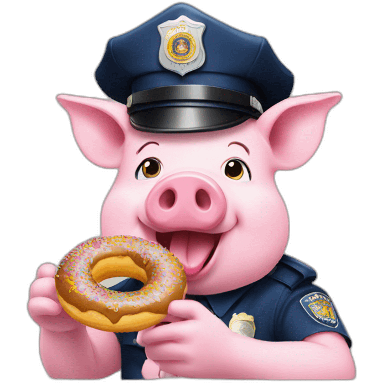 Pig in police hat eating donut emoji