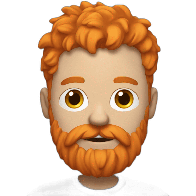 Man named Gordon flowers with big scraggly orange beard, wearing red shorts blue T-shirt, holding stack of messy papers emoji