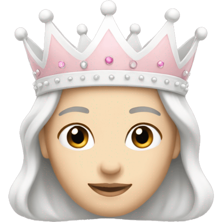 White and pastel pink crown emoji