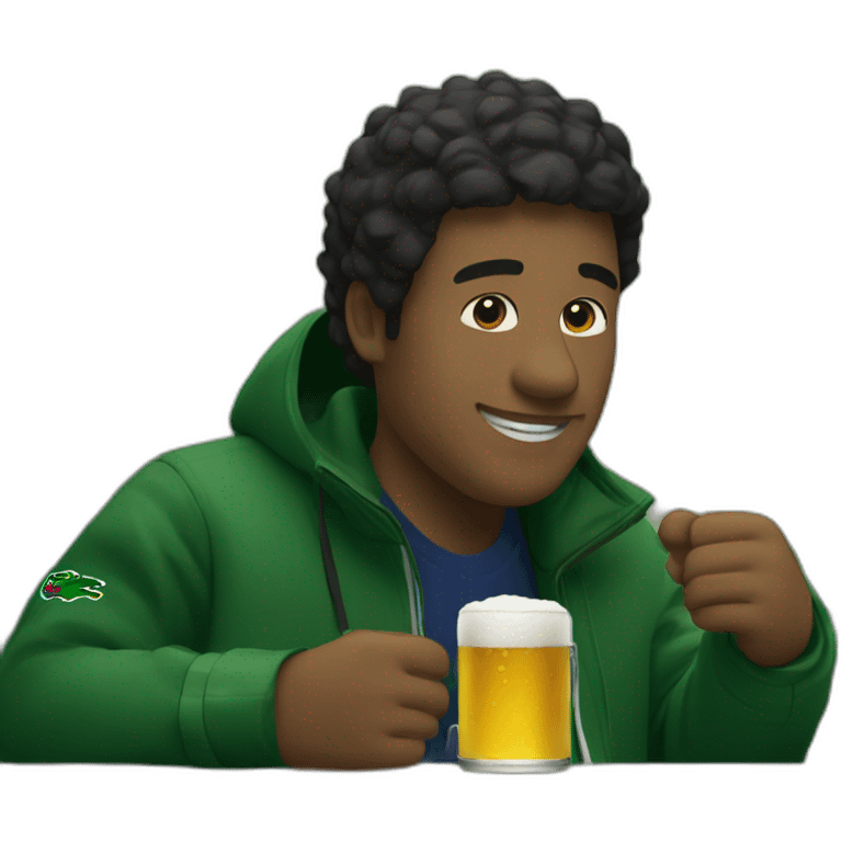 Lacoste black friends man drinking beer with windbreaker emoji