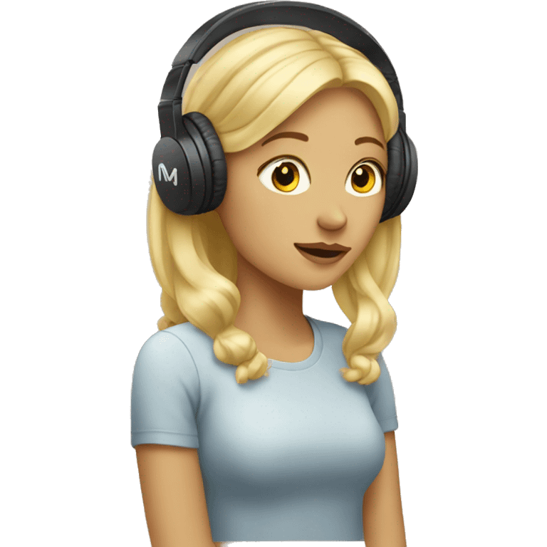 Blonde girl  listening to music  emoji