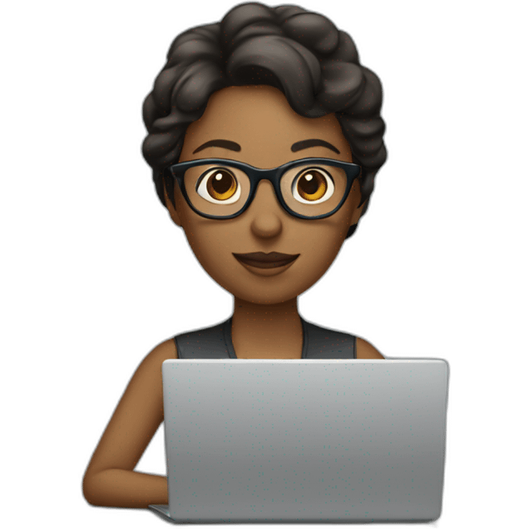 women with eyewear and laptop  emoji