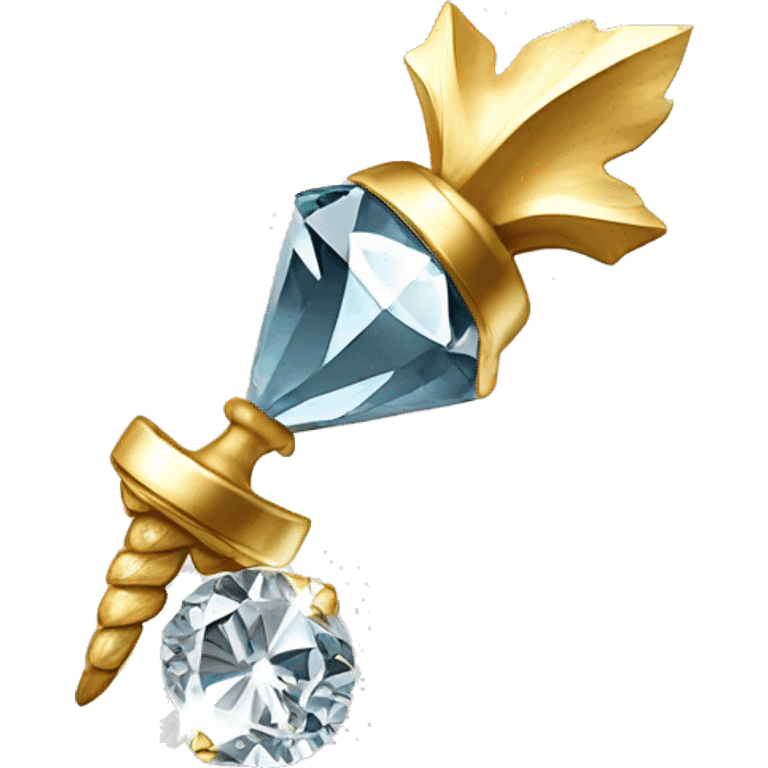 a Diamond Acorn, sparkling cut diamond, with stem of gold emoji