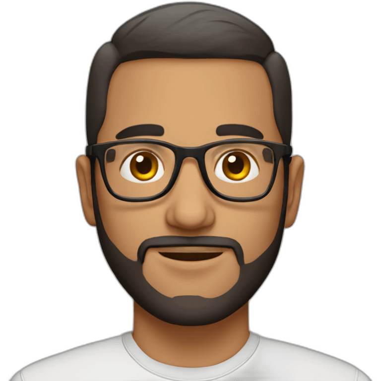 one arabic guy with short haircut, small beard and tranparent glasses emoji