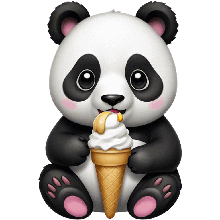 Panda eating ice cream emoji