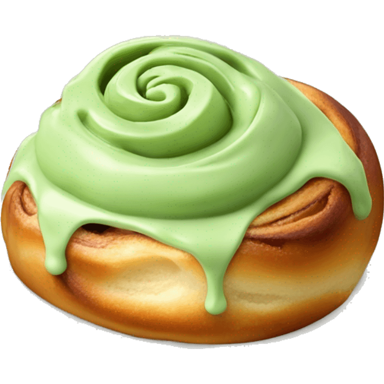 Cinnamon Roll with green pistachio cream on top  emoji