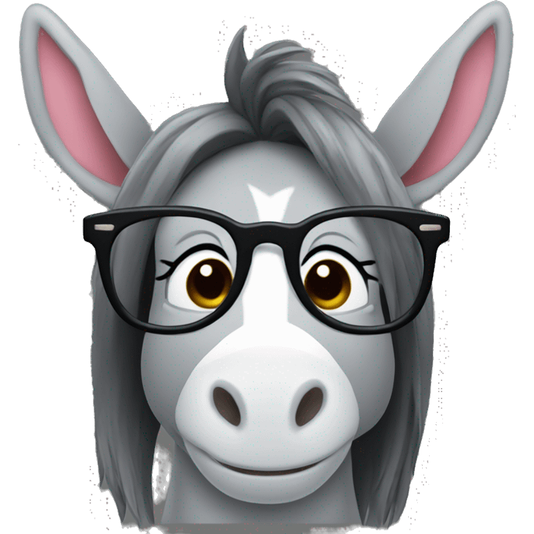 female donkey with glasses and long hair and lipstick emoji