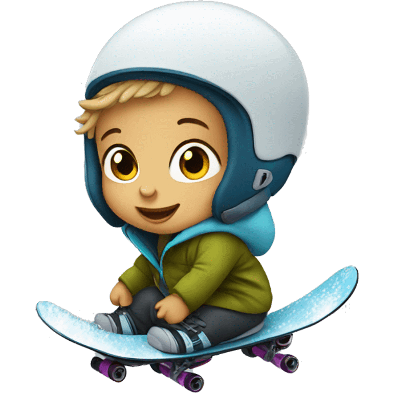 Baby boy snowboarding emoji