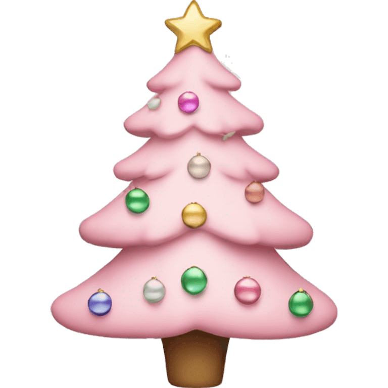 Light pink Christmas tree with pastel ornaments and lights  emoji