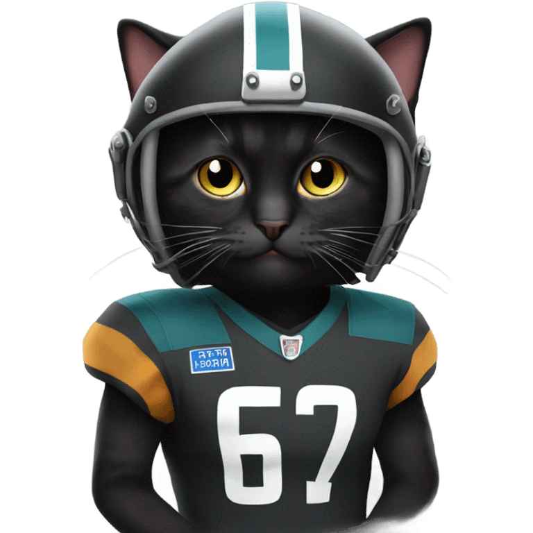 Black munchkin cat with bills helmet emoji