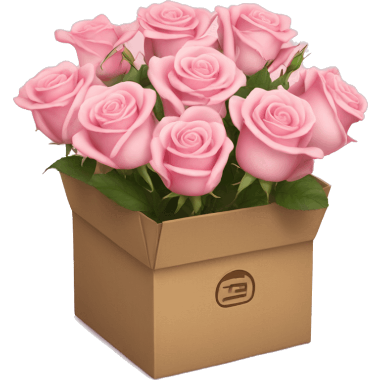 Light pink roses in a box  emoji