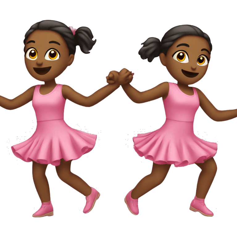 2 girls dancing in pink emoji