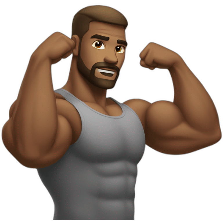 man doing doble bicep emoji