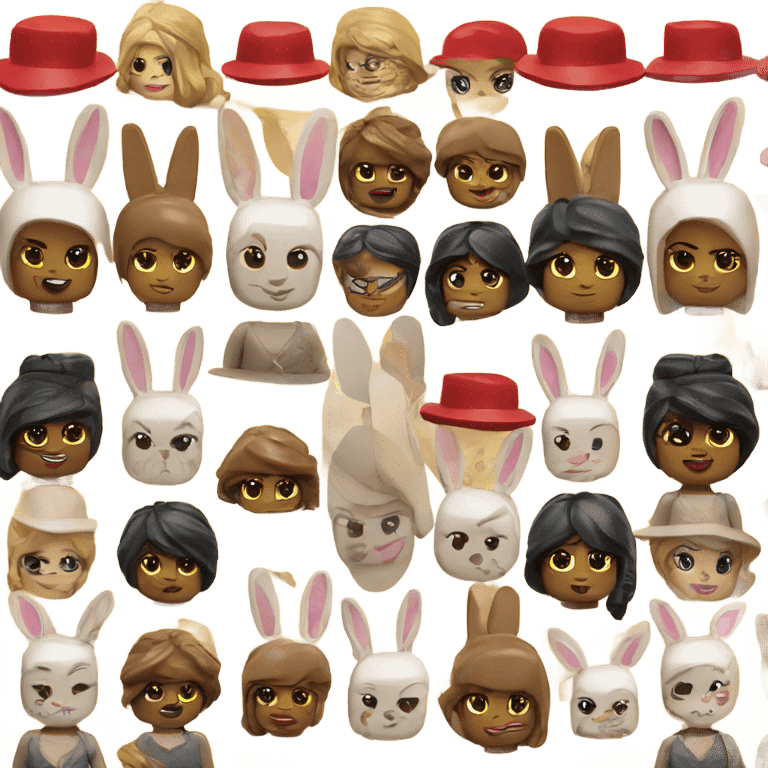 Lego girl wearing rabbit hat emoji