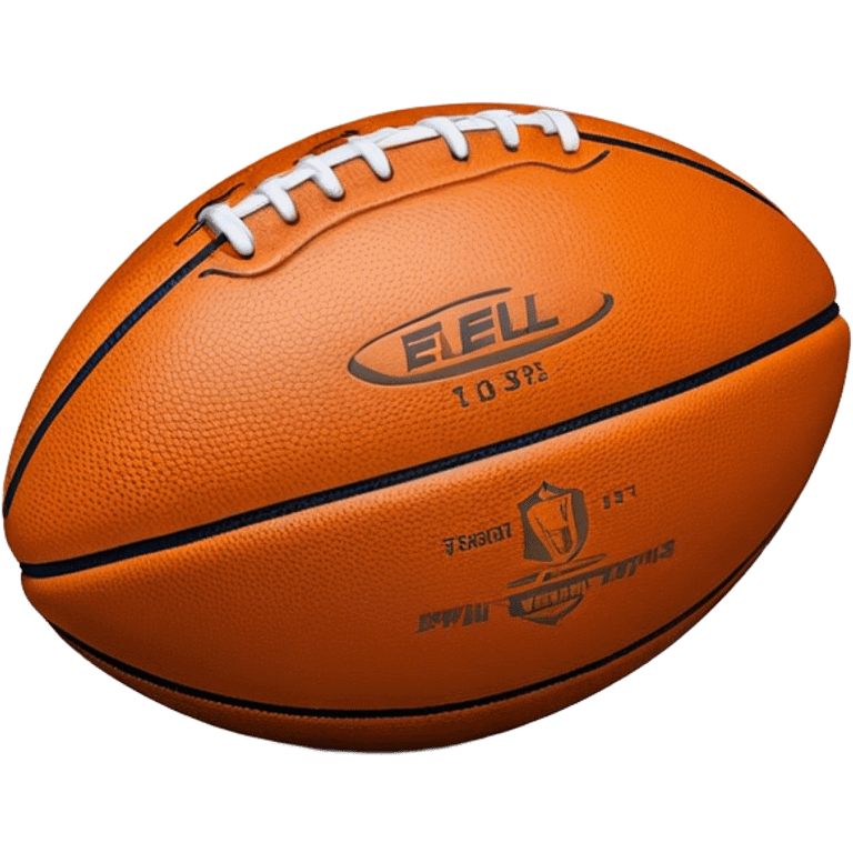 Cinematic Realistic image of an AFL ball with a rugged, textured leather surface and vibrant markings, rendered in rich detail with subtle signs of wear, set against a dynamic sports backdrop under energetic lighting emoji