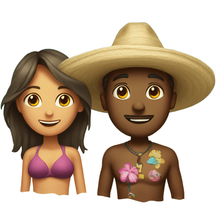 Guy and girl on beach in Mexico emoji