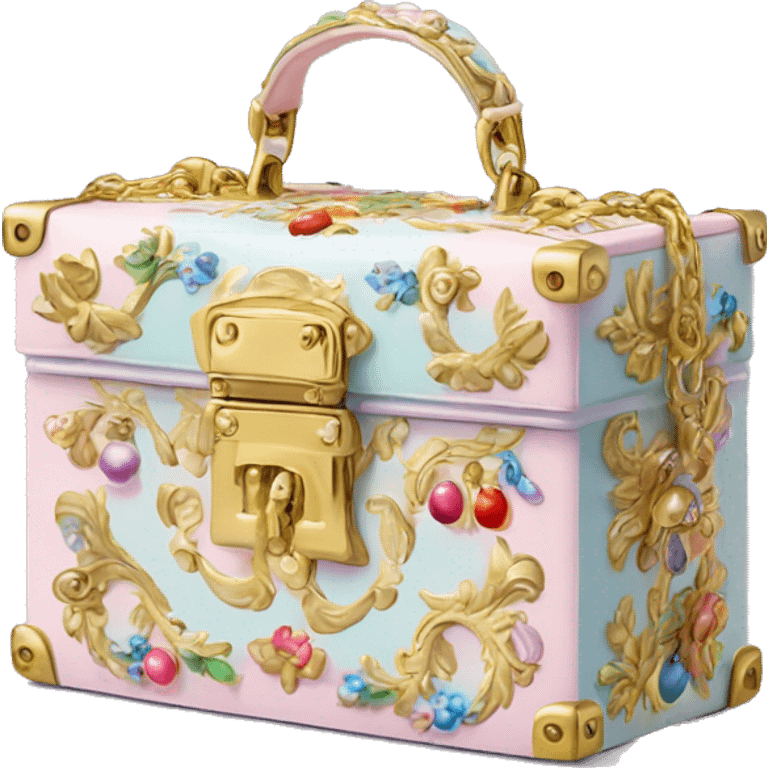 Dolce and Gabbana small box bag with colourful pastel ornament and golden detais  emoji